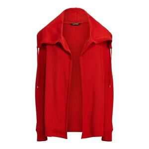 Lauren Ralph Lauren Women's Thermal Waffle-Knit Cardigan Color Lipstick Red Sz S